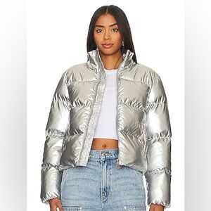 Forever 21 metallic silver puffer‎ jacket size small